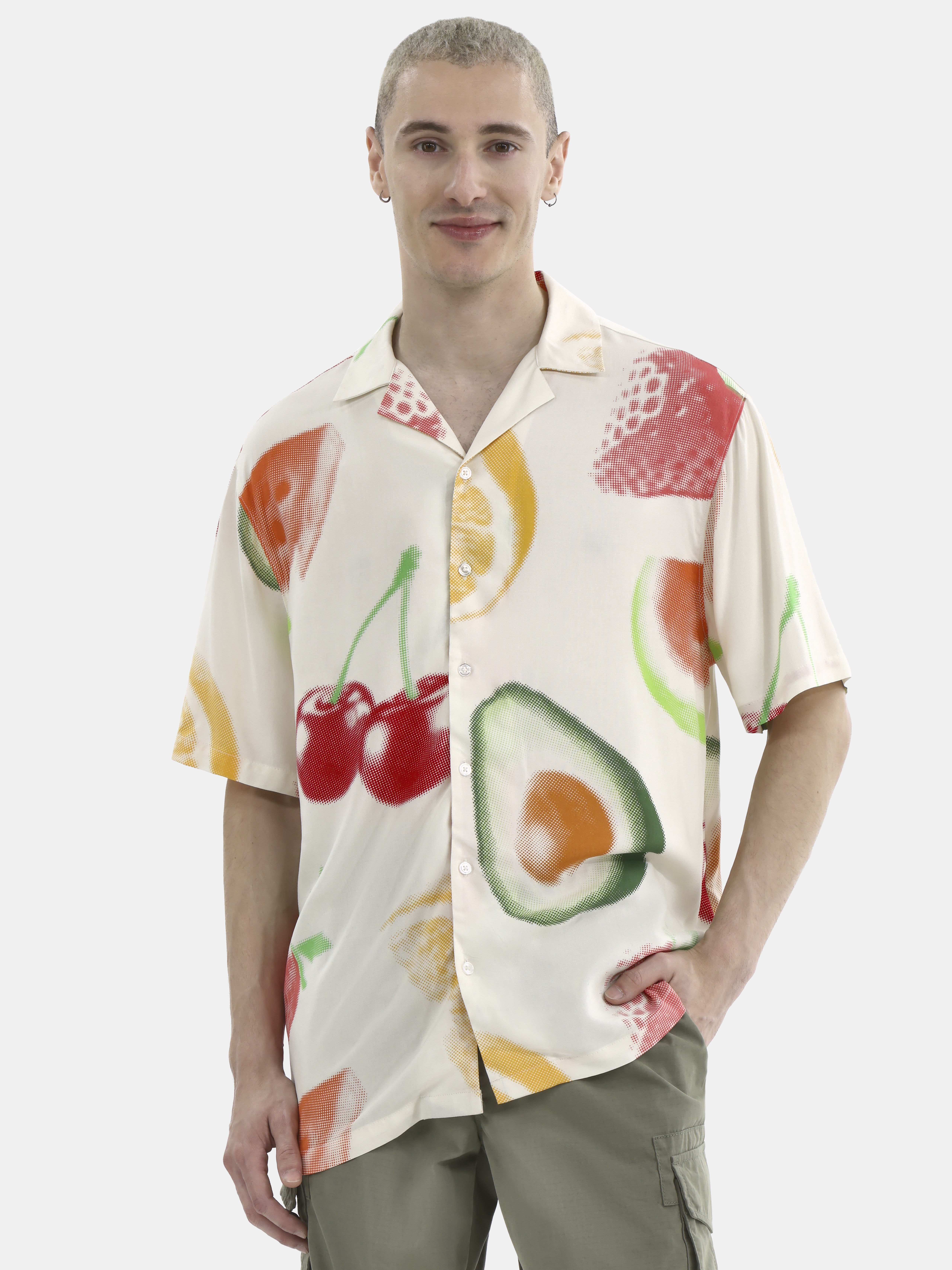 No Boundaries Men's & Big Men's Rayon Printed Button Up Short Sleeve Resort Shirt , Sizes XS-5XL