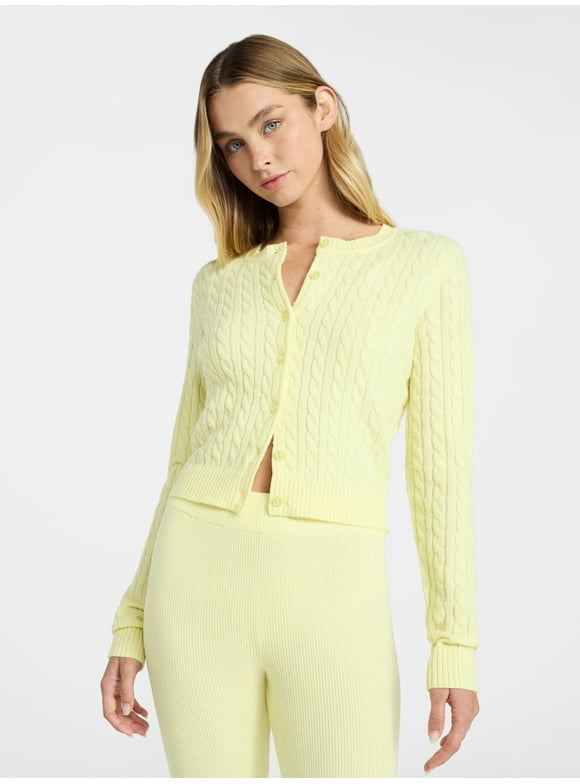 Cable Knit Button Front Cardigan, Women's XXS-XXL