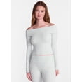 thumbnail image 1 of No Boundaries Cable Knit Off The Shoulder Sweater, Women's XXS-XXL, 1 of 5