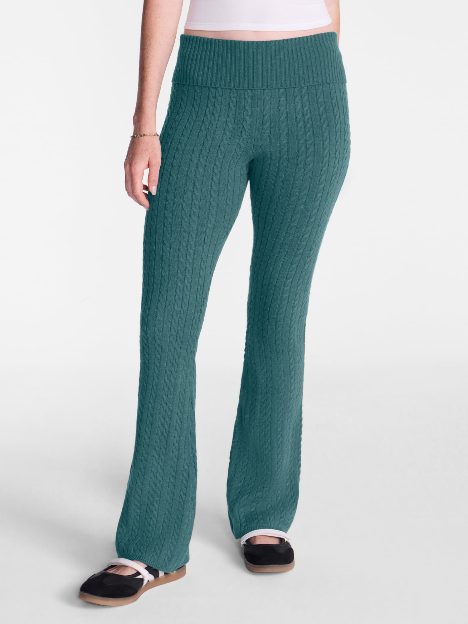 No Boundaries Cable Knit Sweater Pants, 33'' Inseam, Women's XXS-XXL