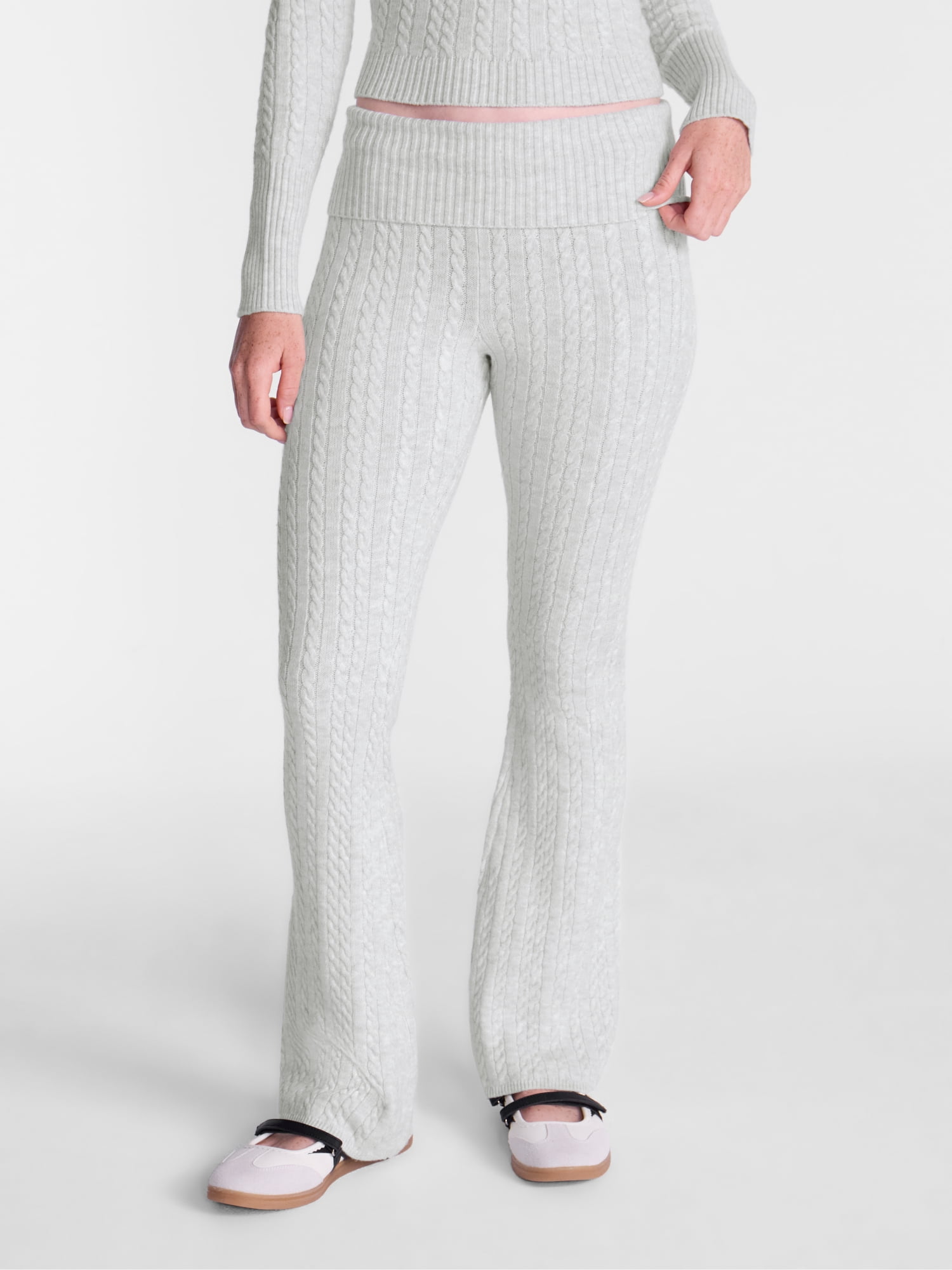 No Boundaries Cable Knit Sweater Pants, 33'' Inseam, Women's XXS-XXL