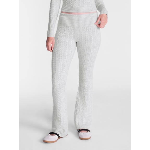 No Boundaries Cable Knit Sweater Pants, 33'' Inseam, Women's XXS-XXL