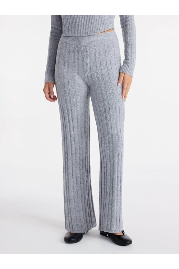 Cable Knit Sweater Wide Leg Pants, 30'' Inseam, Women's