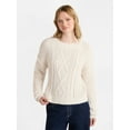 thumbnail image 1 of No Boundaries Cable Knit Sweater, Midweight, Women's, 1 of 5