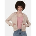 thumbnail image 1 of No Boundaries Cable Zip-up Hooded Cardigan, Midweight, Women's and Women’s Plus Sizes XXS - 2XL, 1 of 5