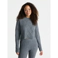 thumbnail image 1 of No Boundaries Cable Knit Pullover Sweater, Lightweight, Women’s, 1 of 5