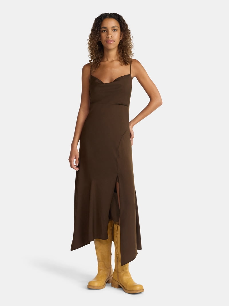 altuzarra brown dress Cowl Back Long Sleeve Mini Dress