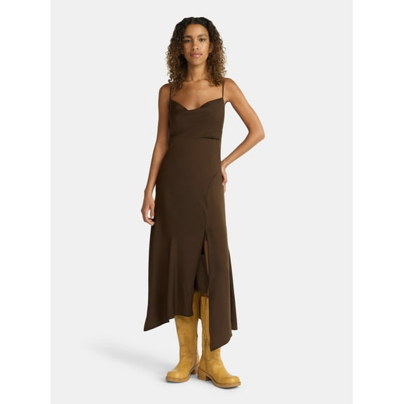 No Boundaries Cami Maxi Dress with Cowl Neck, Women's