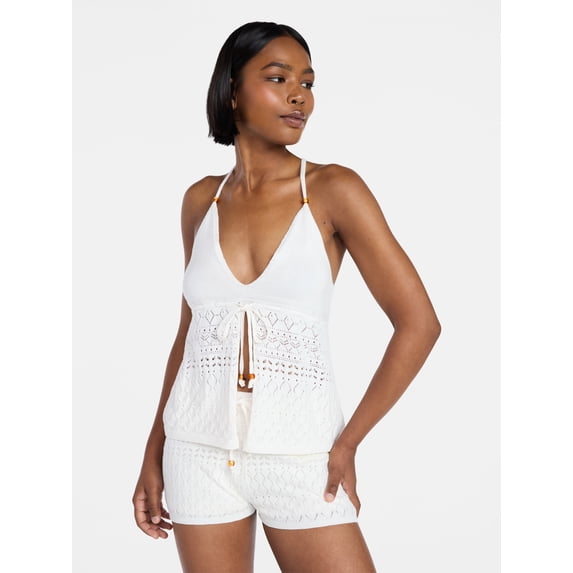 No Boundaries Cami Top with Beads and Shorts Set, 2-Piece, Women's XXS-XXL