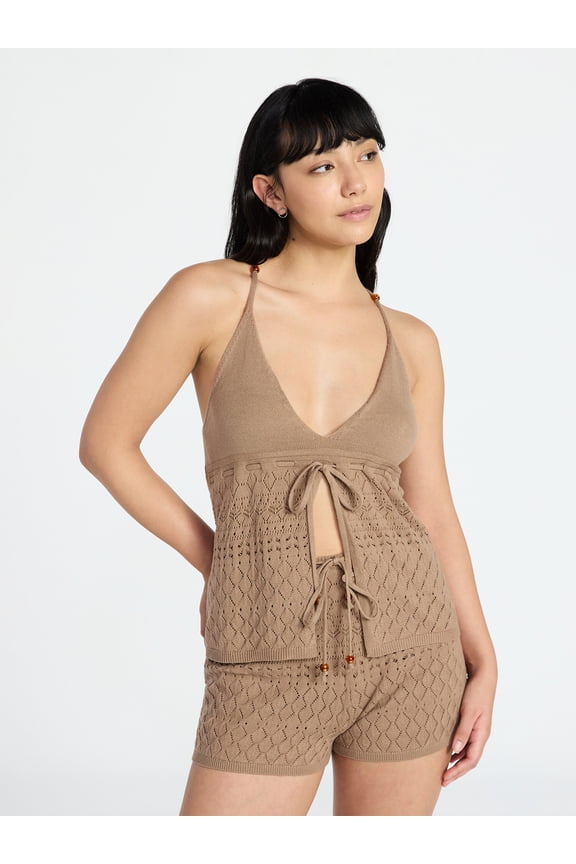Cami Top with Beads and Shorts Set, 2-Piece, Women's XXS-XXL