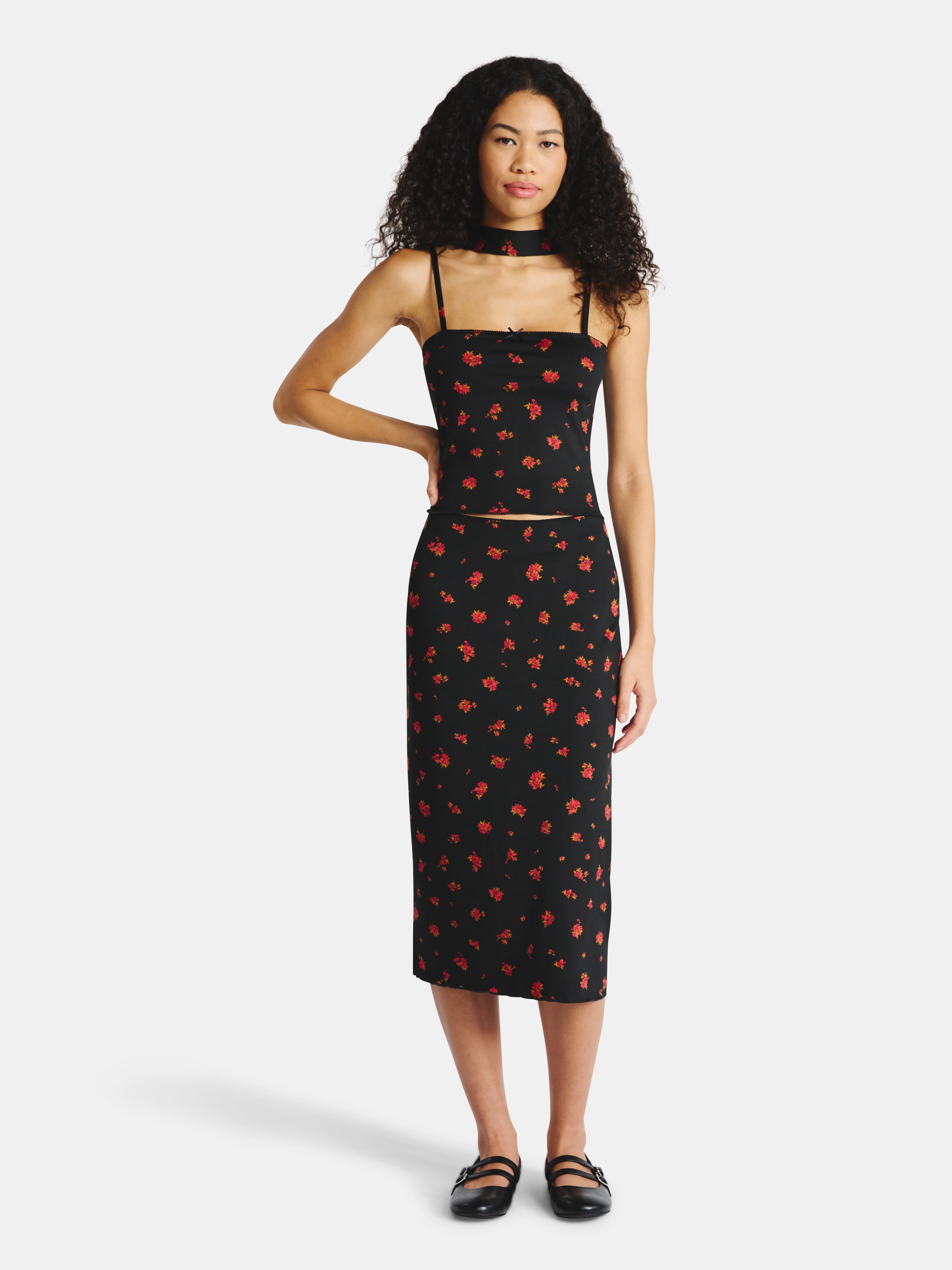 No Boundaries Cami and Midi Skirt with Scarf Set, 3-Piece, Women's