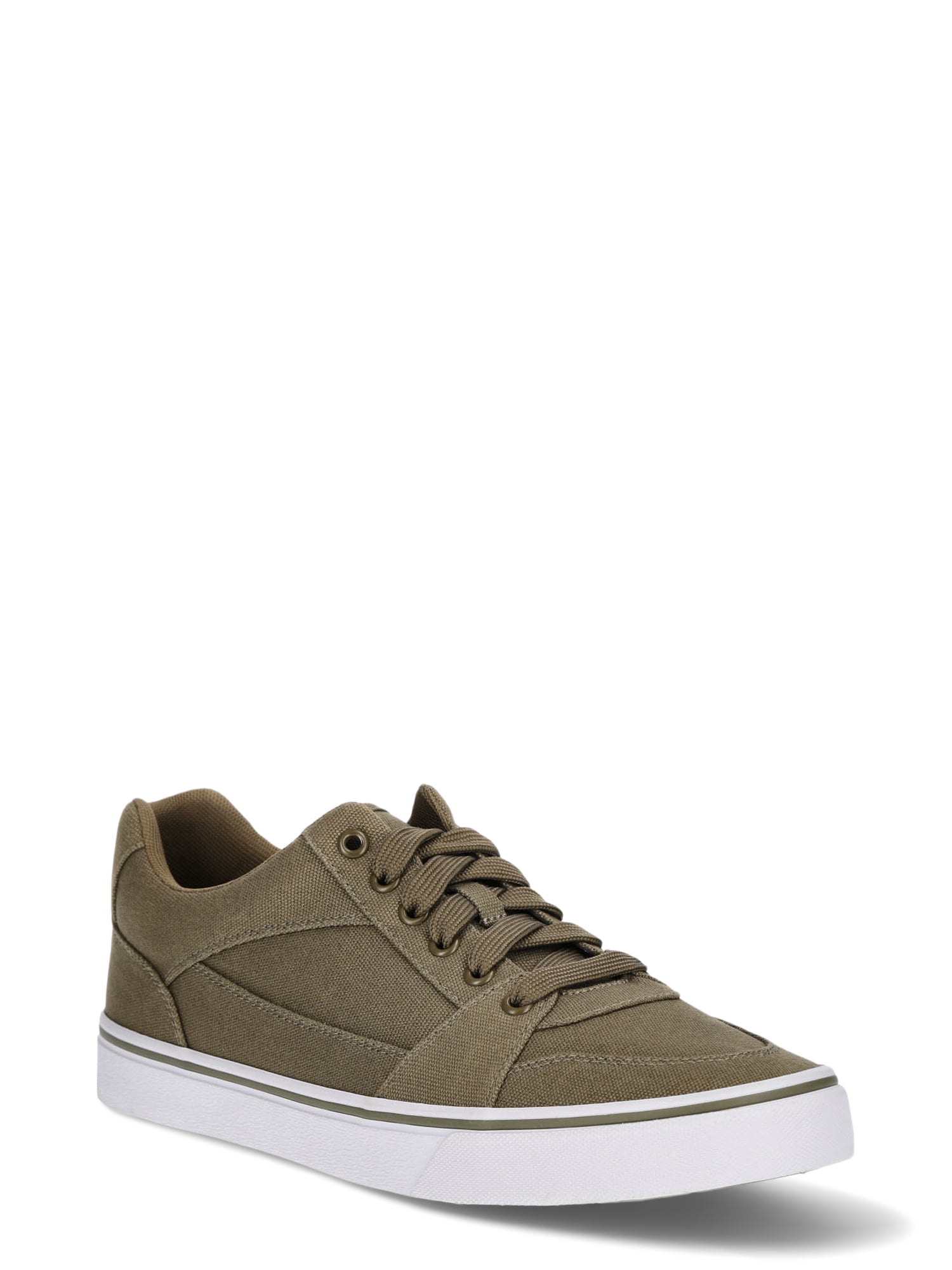 No Boundaries Men's Canvas Skate Sneakers, Low Top Laced Shoes
