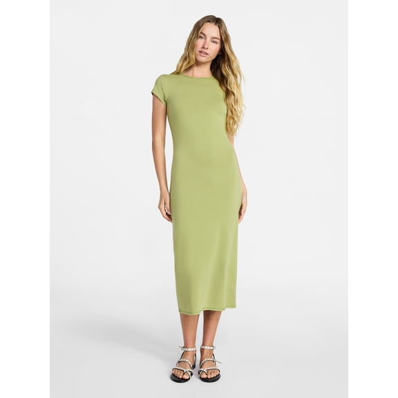 No Boundaries Midi Dress with Cap Sleeves, Women's & Women's Plus Sizes XXS-4X