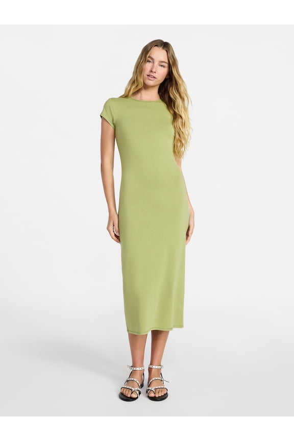 Midi Dress with Cap Sleeves, Women's & Women's Plus Sizes XXS-4X