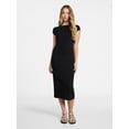 thumbnail image 1 of No Boundaries Midi Dress with Cap Sleeves, Women's & Women's Plus Sizes XXS-4X, 1 of 4