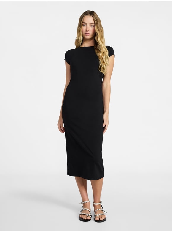 Midi Dress with Cap Sleeves, Women's & Women's Plus Sizes XXS-4X