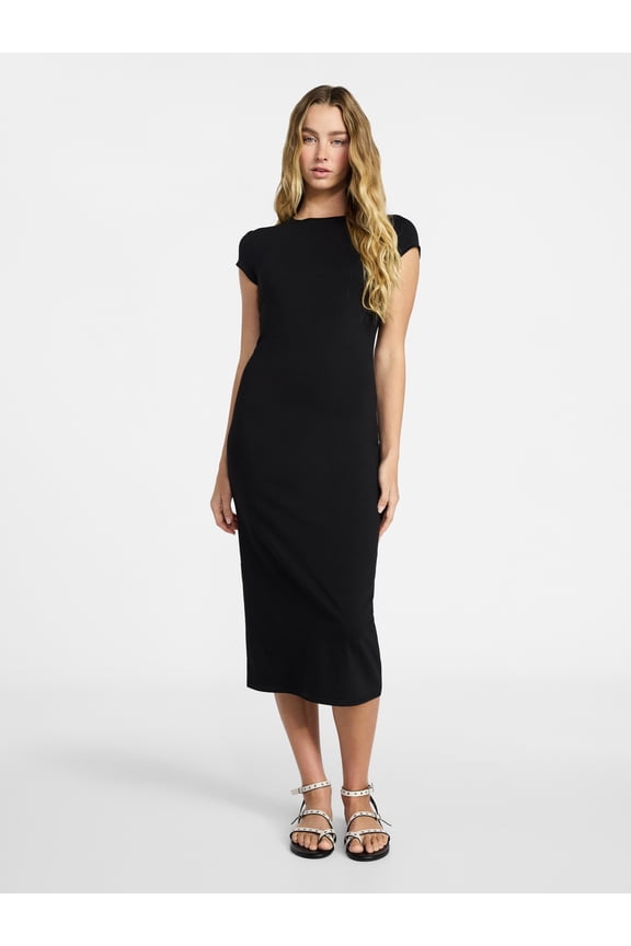 Midi Dress with Cap Sleeves, Women's & Women's Plus Sizes XXS-4X