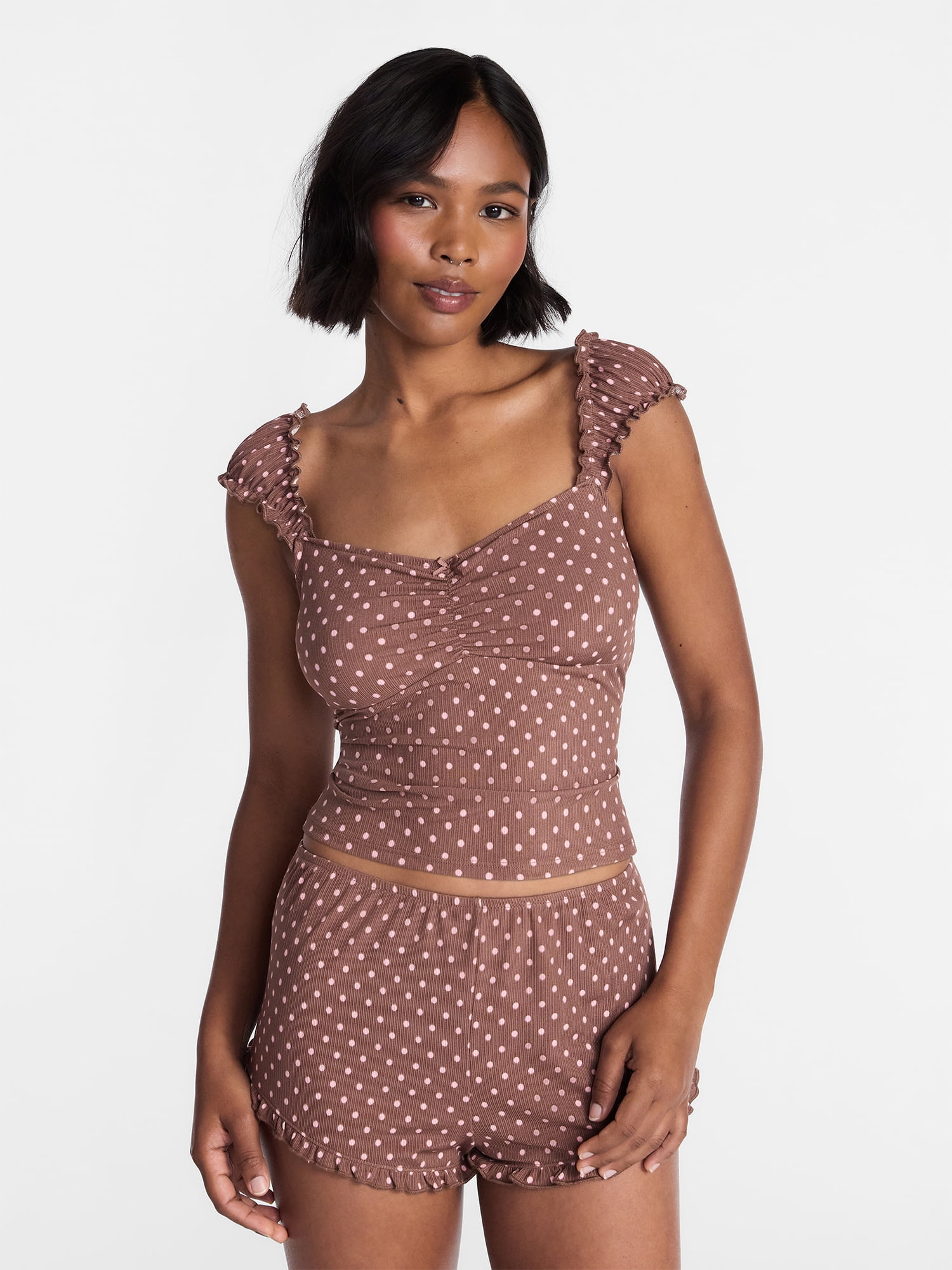 No Boundaries Cap Sleeve Top and Shorts Sleep Set, 2-Piece, Women's XS-XXL