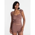 thumbnail image 1 of No Boundaries Cap Sleeve Top and Shorts Sleep Set, 2-Piece, Women's XS-XXL, 1 of 5