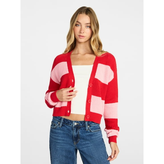 No Boundaries Cropped Knit Cardigan, Women's XXS-XXL