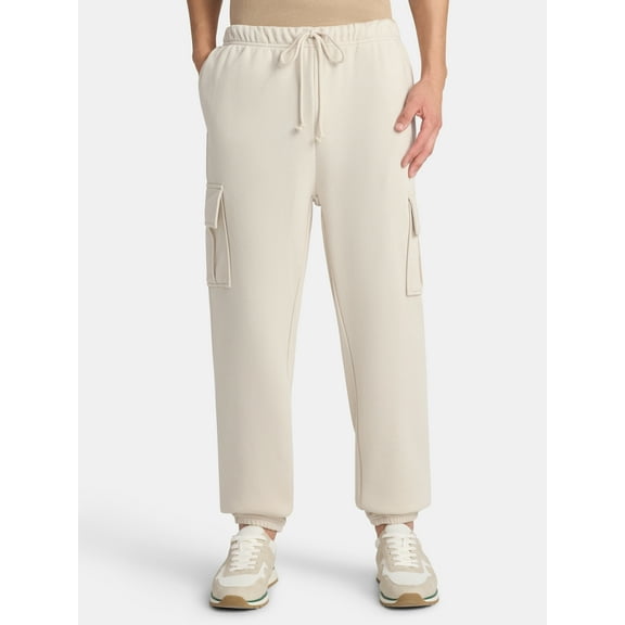 No Boundaries Men's & Big Men's Cargo Jogger Fleece Sweatpants, Sizes XS-5XL