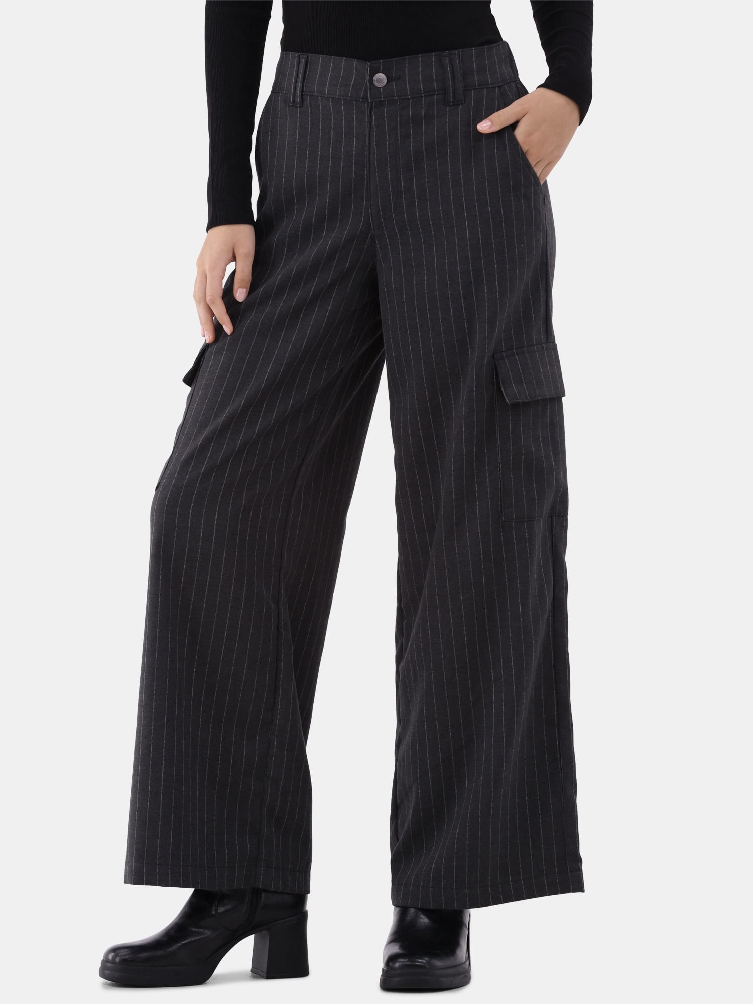 Striped Wide Leg Cargo Pants