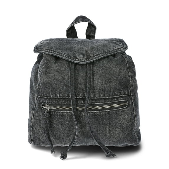 No Boundaries Casual Mini Backpack, Black Denim, Women's