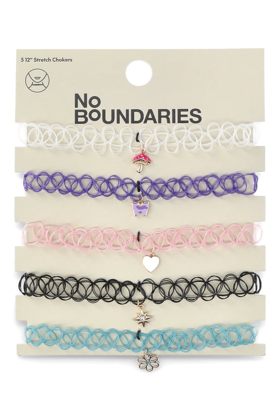 Charm Stretch Choker Necklace Set, 5-Pack, Women’s