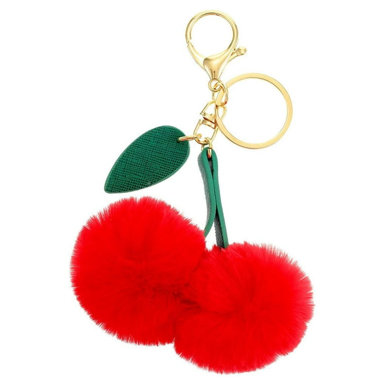 BOOFIRE Handmade Cherry Keychain, Handmade Cherry Ornaments, Handmade Cherry Bag Pendant (1pc)
