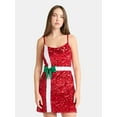 thumbnail image 1 of No Boundaries Christmas Present Sequin Mini Dress, Women’s, 1 of 5