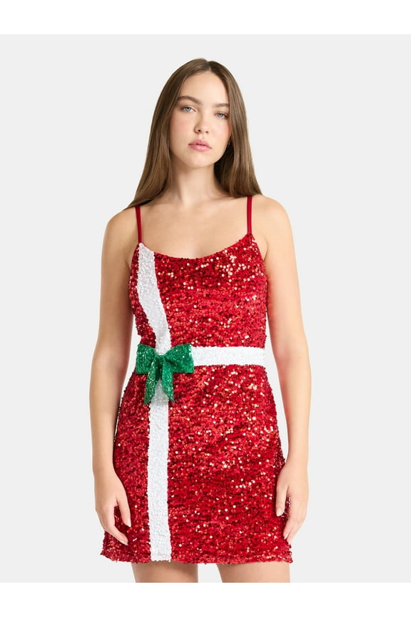 Christmas Present Sequin Mini Dress, Women’s