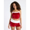 thumbnail image 1 of No Boundaries Christmas Tank Top and Shorts Set with Faux Fur Trim, 2-Piece, Women's, 1 of 5