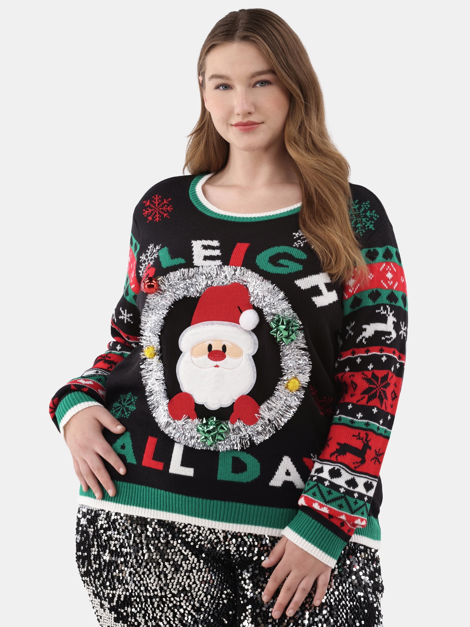 No Boundaries Christmas Sweater, Midweight, Women's and Women’s Plus