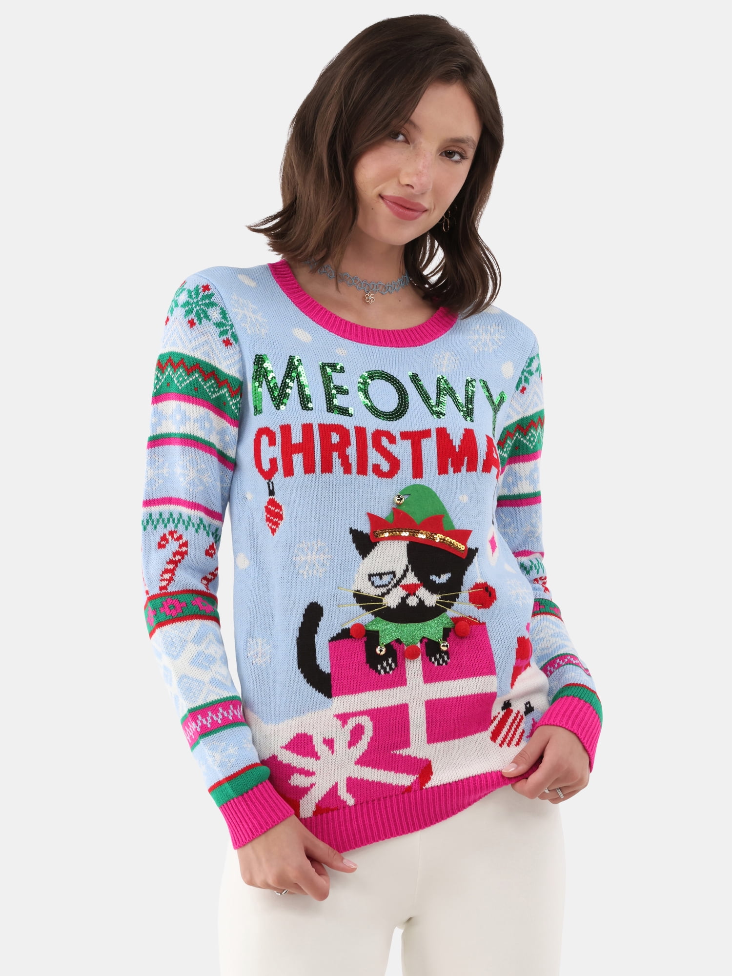 No Boundaries Christmas Sweater, Women's and Women's Plus