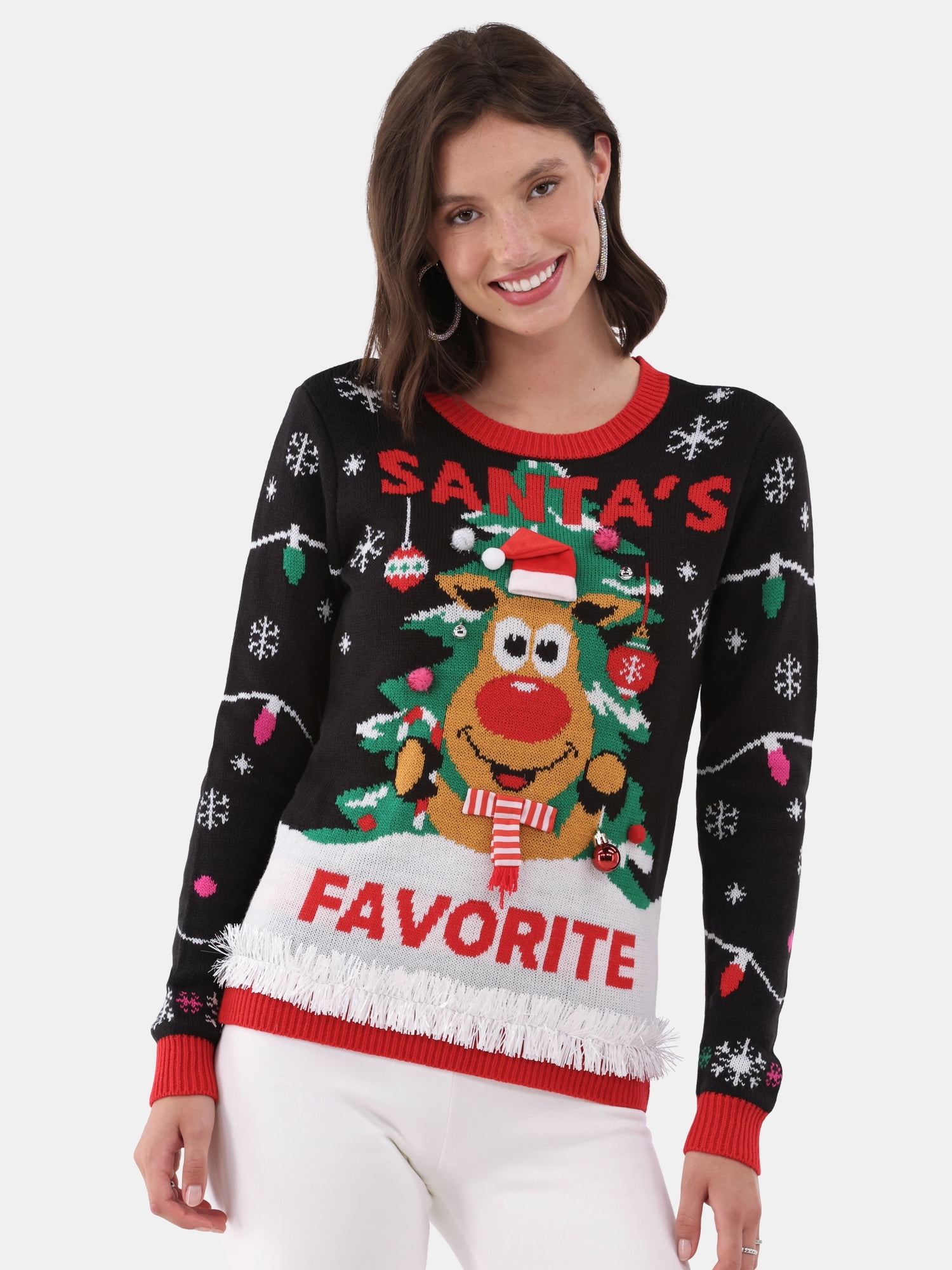 No Boundaries Christmas Sweater, Women's and Women's Plus