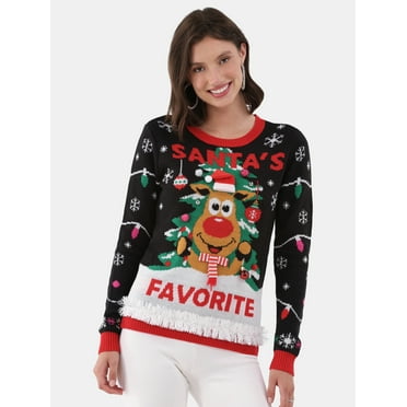 No Boundaries Christmas Sweater, Women's and Women's Plus