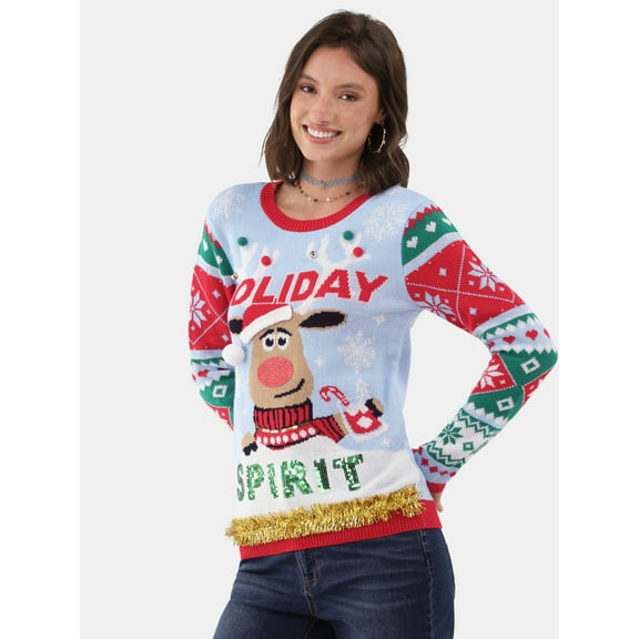 No Boundaries Christmas Sweater, Women's and Women's Plus