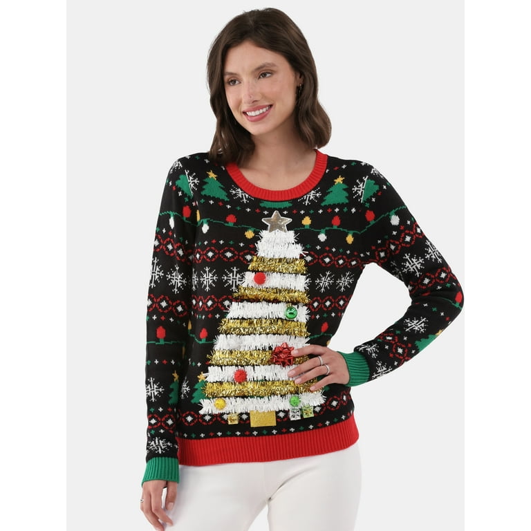 No Boundaries Christmas Sweater, Women's and Women's Plus