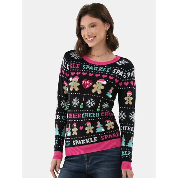 No Boundaries Christmas Sweater, Women's and Women's Plus