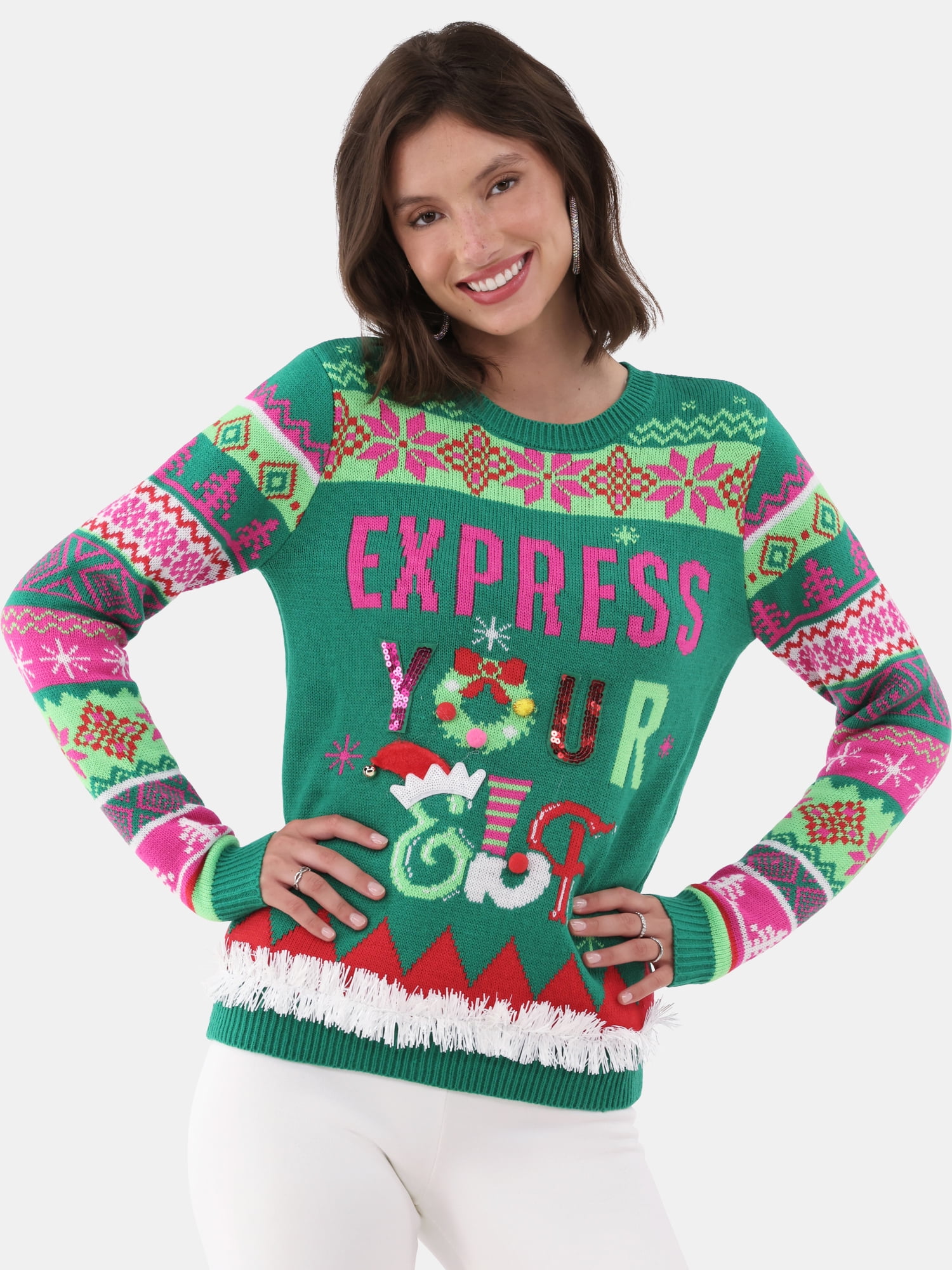 Customer reviews for No Boundaries Christmas Sweater, Women's and Women's  Plus