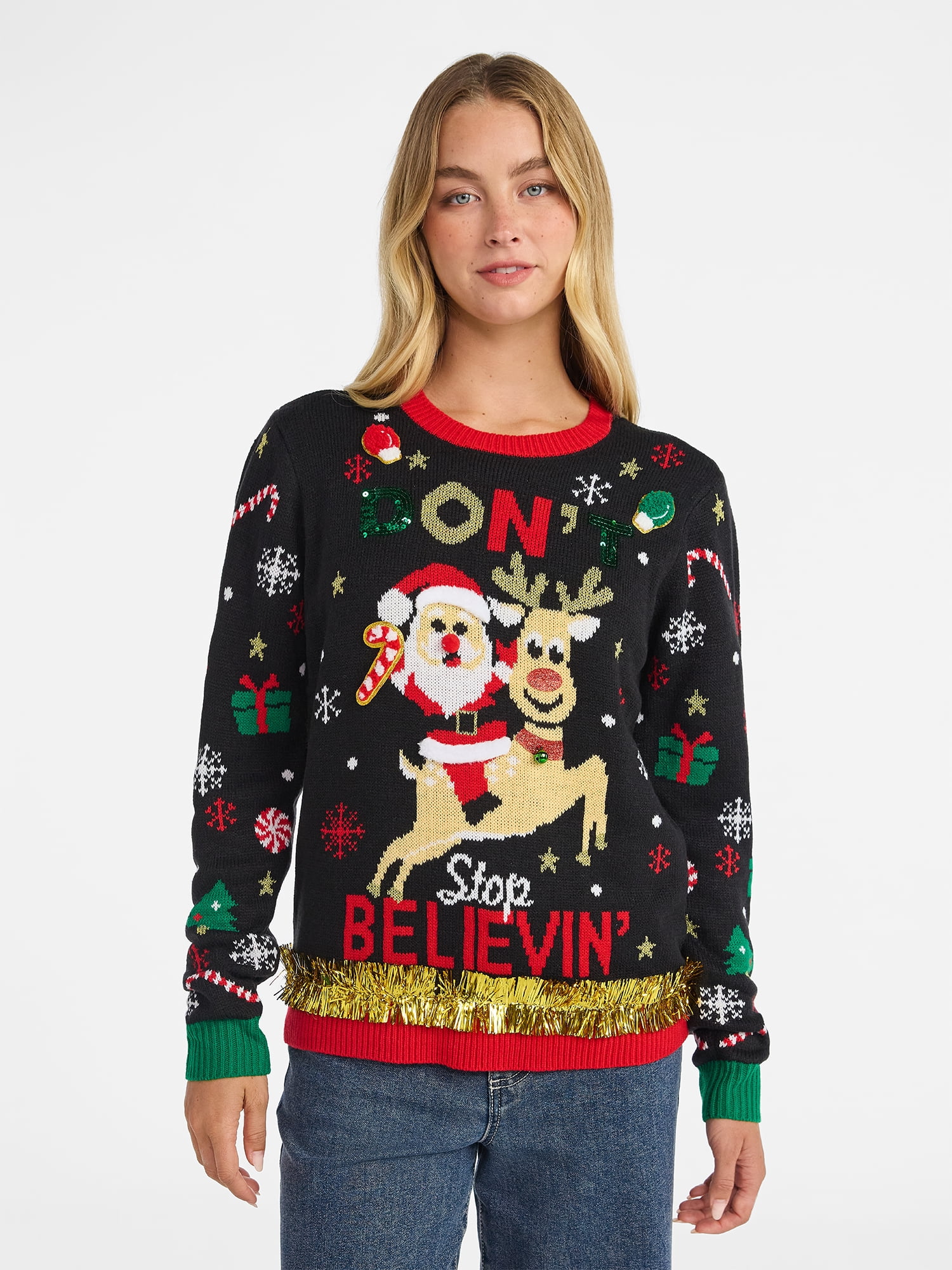 No Boundaries Christmas Sweater, Lightweight, Women's