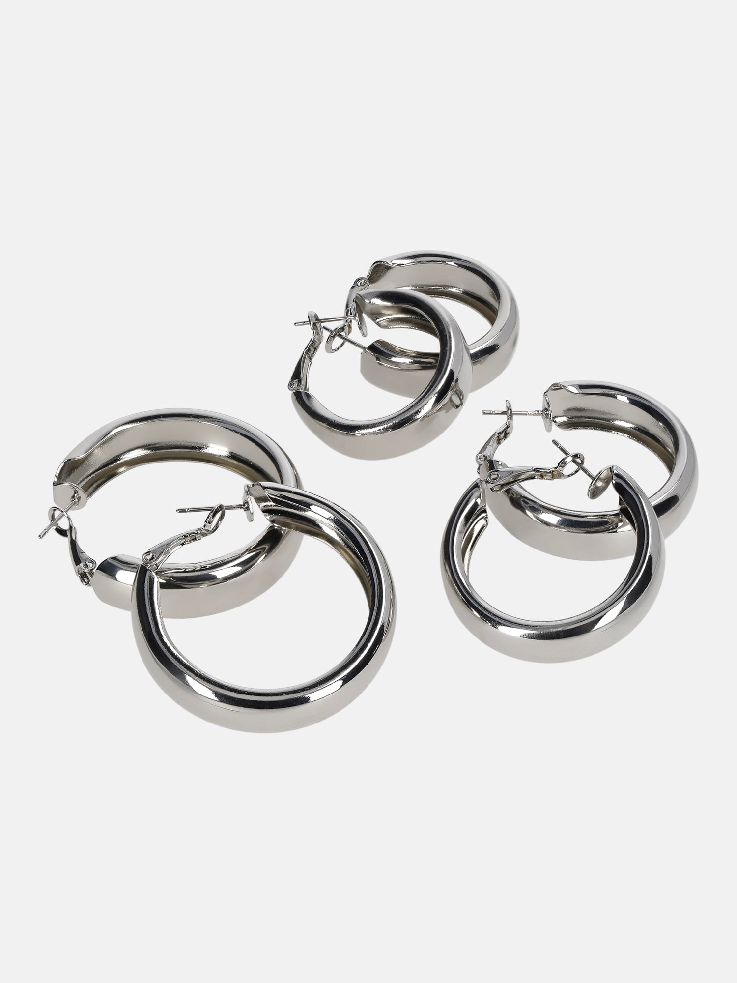No Boundaries Chunky Hoop Earrings, 3-Pack, Women's