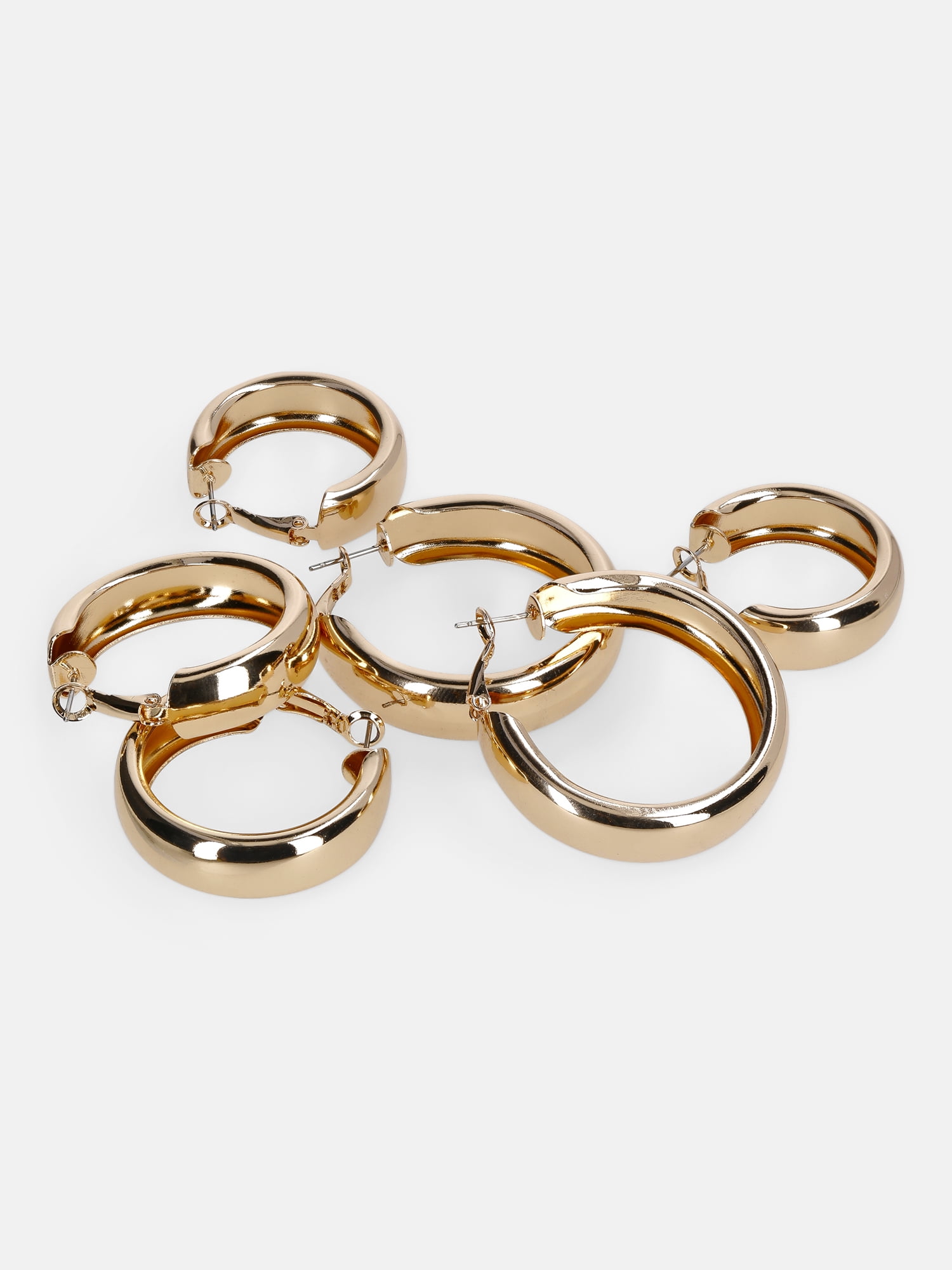 No Boundaries Chunky Hoop Earrings, 3-Pack, Women's