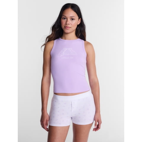 Cloud Core Sleepwear Ribbed Tank Top and Boxers Set, 2 Piece, Women’s and Women’s Plus XXS-3X