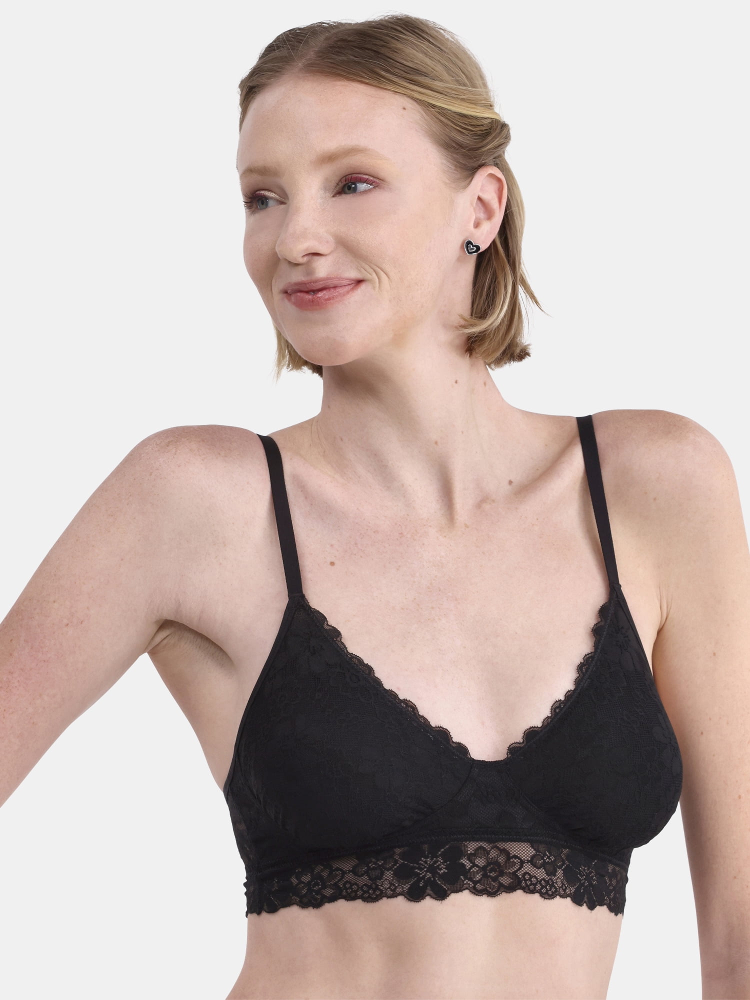 No Boundaries Contour Floral Lace Bralette, Women’s and Women’s Plus, Sizes S-XXXL