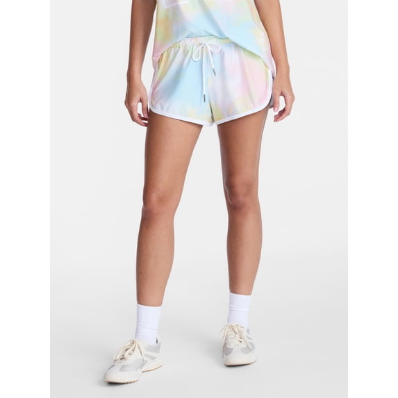 No Boundaries Pride Contrast Binding Mesh Dolphin Shorts, 2'' Inseam, Women's XXS-XXL