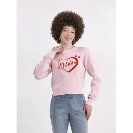 No Boundaries Conversational Printed Pullover with Long-Sleeves, Midweight, Women’s