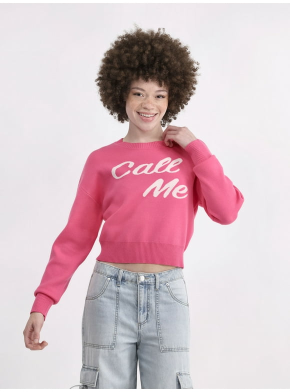 No Boundaries Conversational Printed Pullover with Long-Sleeves, Midweight, Women’s