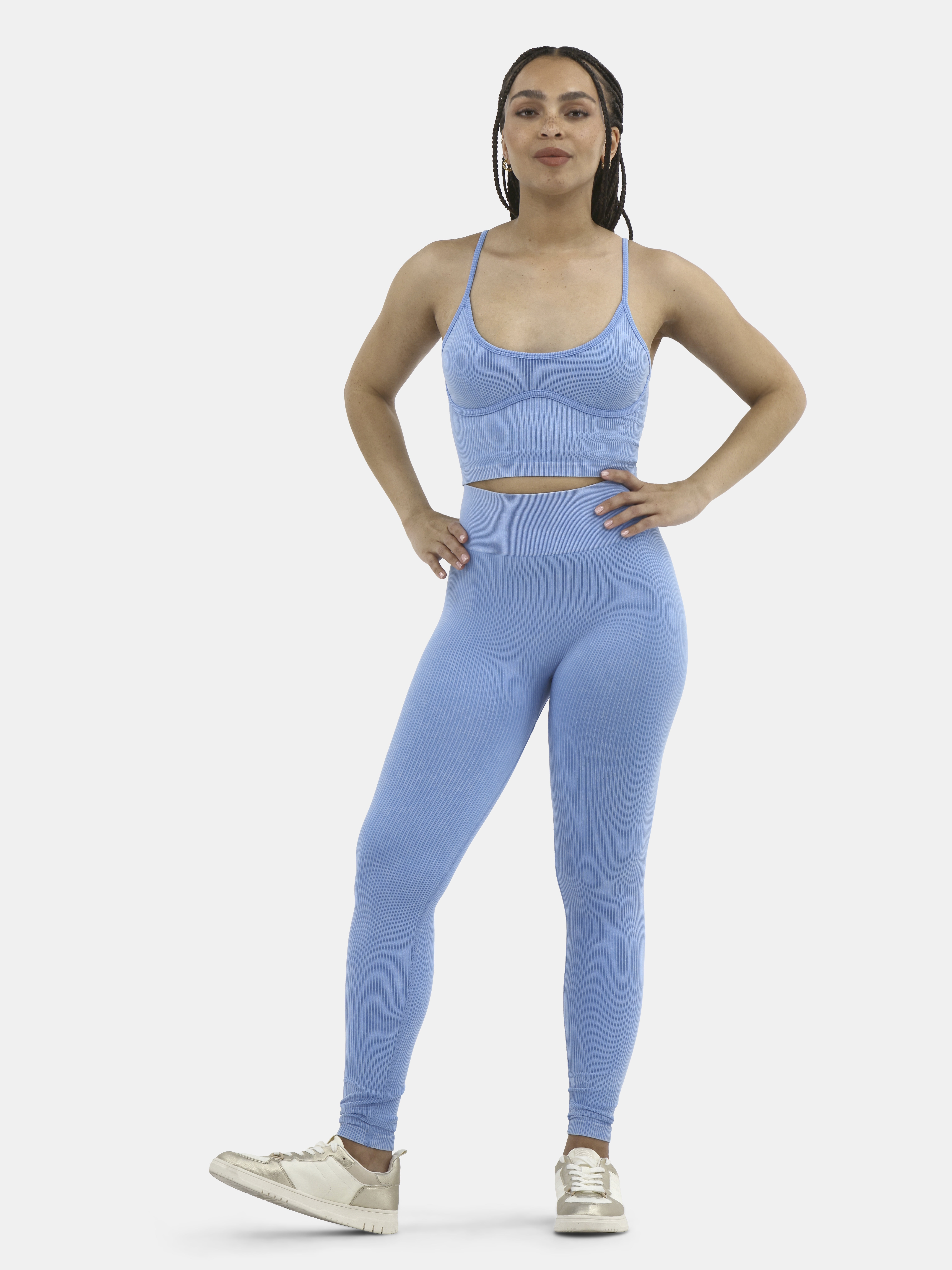 No Boundaries Active Corset Seamless Sports Bra and Leggings Set, 2-Piece, Women's