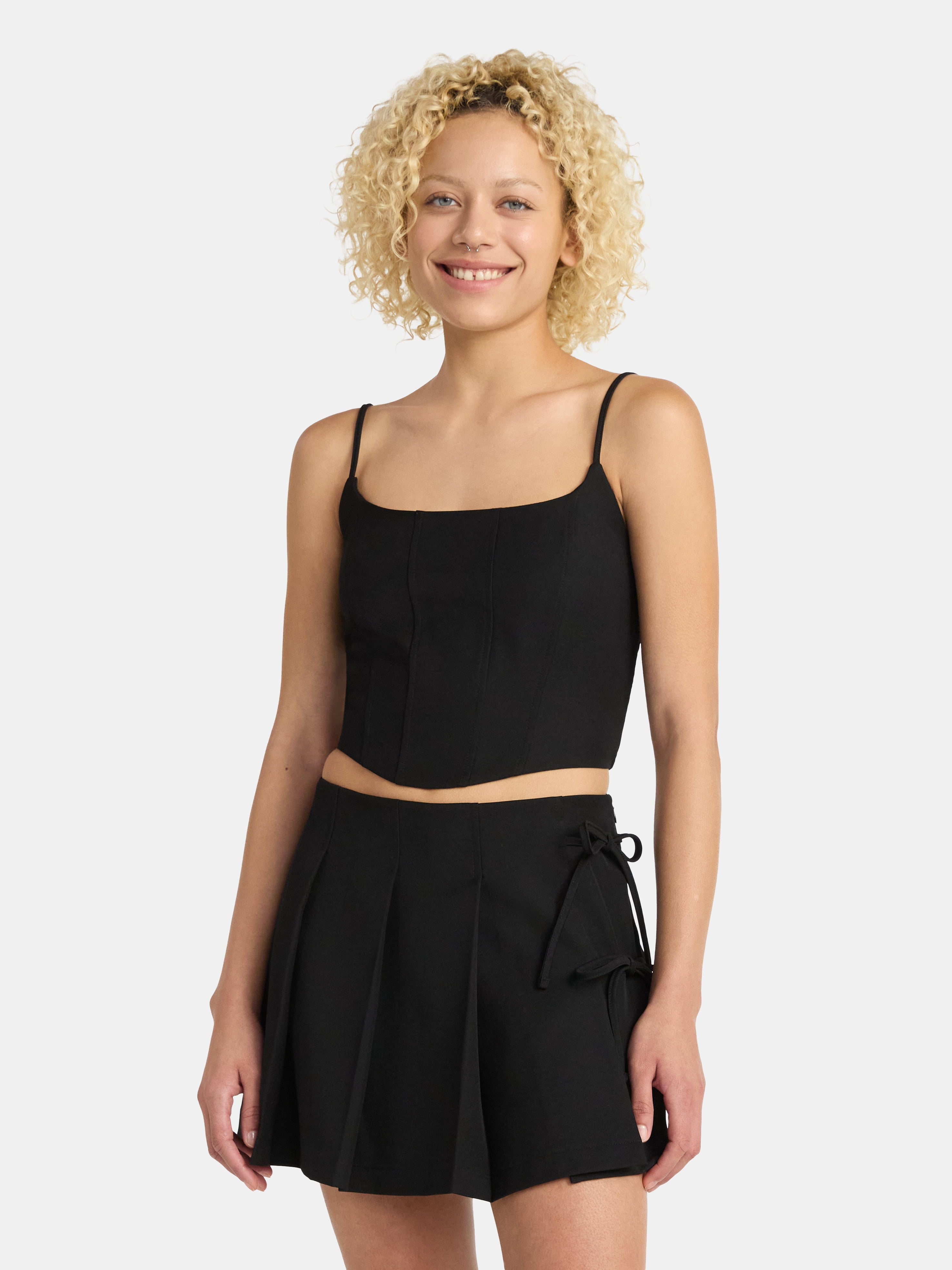 Corset Top and Pleated Mini Skirt Set, 2-Piece, Women's